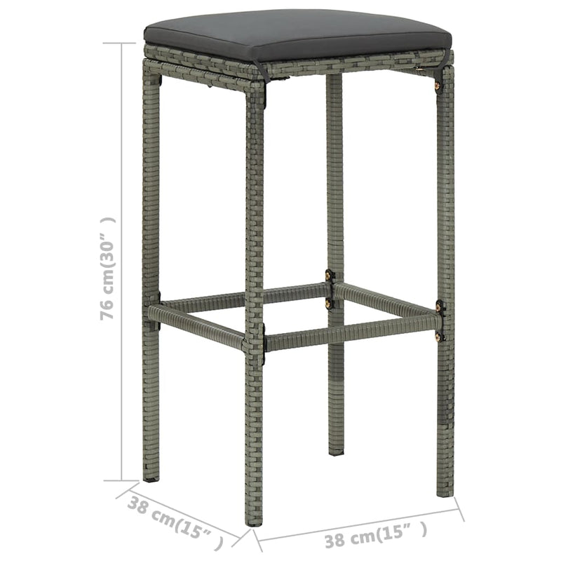 vidaXL 4 Piece Garden Bar Set with Cushions Grey