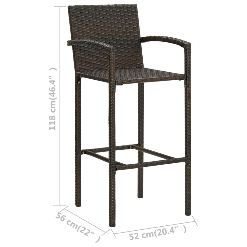 vidaXL 3 Piece Garden Bar Set Brown
