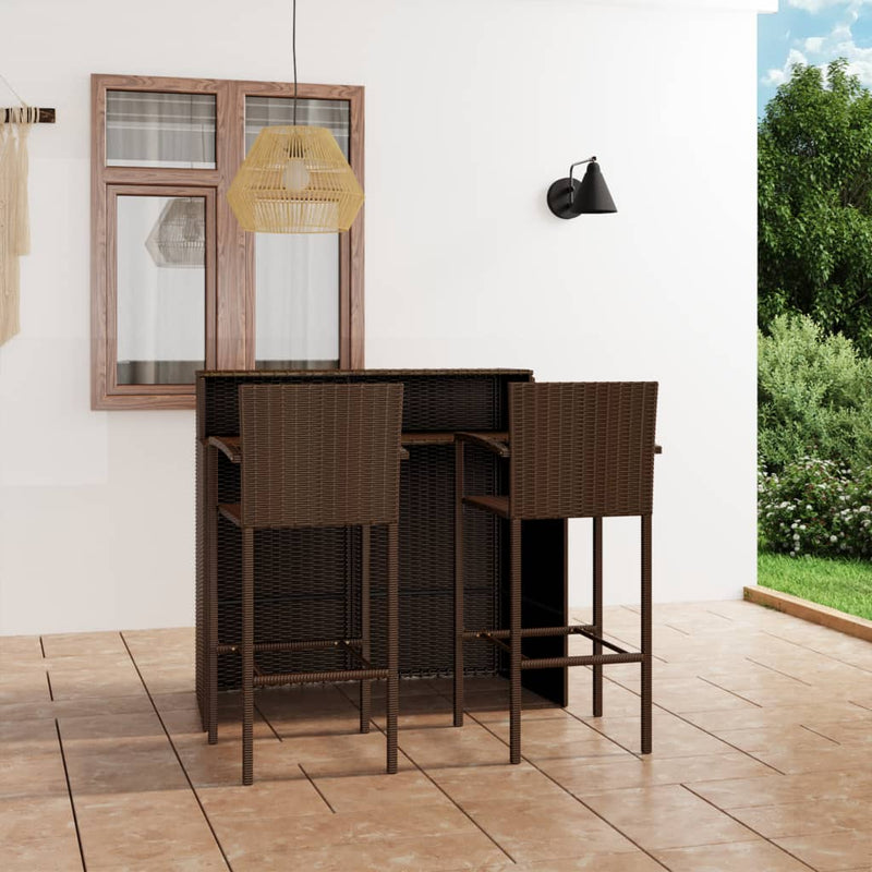 vidaXL 3 Piece Garden Bar Set Brown