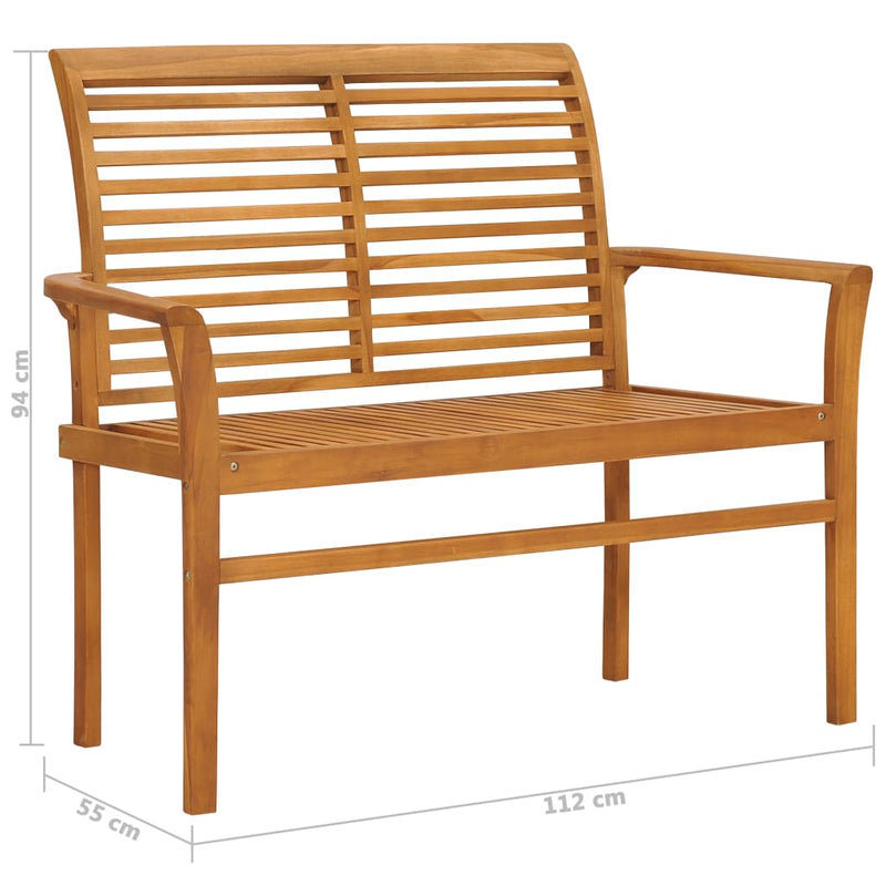 vidaXL Garden Bench with Anthracite Cushion 112 cm Solid Teak Wood