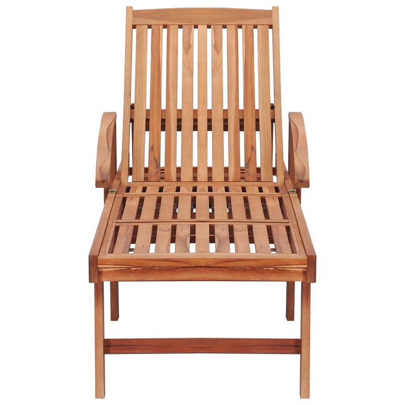 vidaXL Sun Lounger with Cream Cushion Solid Teak Wood