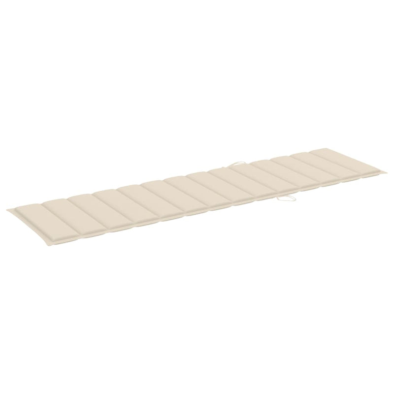 vidaXL Sun Lounger with Cream Cushion Solid Teak Wood