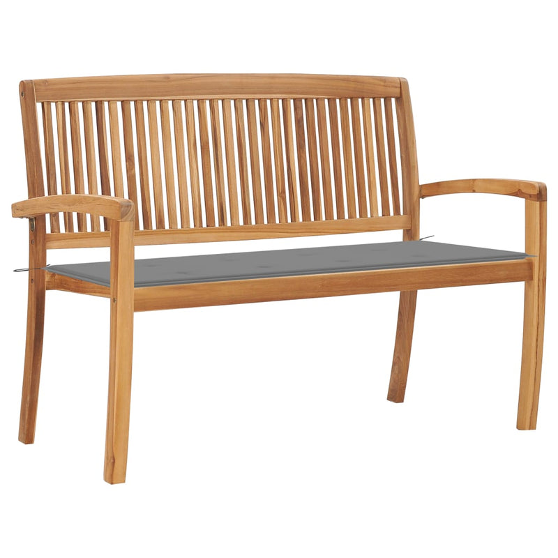 vidaXL Stacking Garden Bench with Cushion 128.5 cm Solid Teak Wood