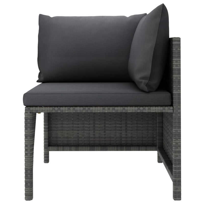 vidaXL 5 Piece Garden Lounge Set with Cushions Poly Rattan Grey