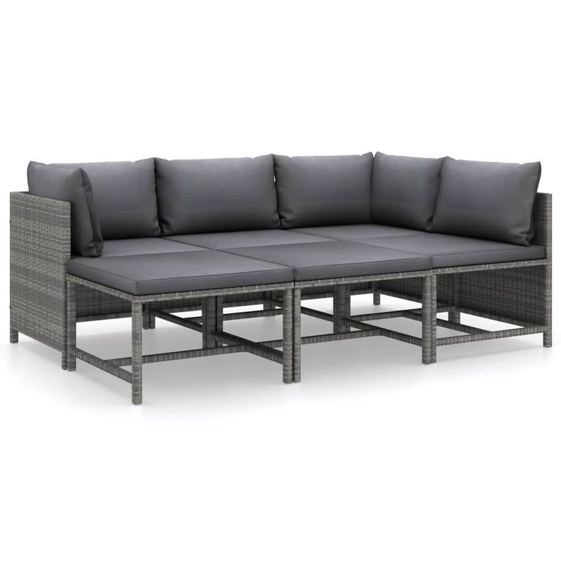 vidaXL 6 Piece Garden Lounge Set with Cushions Poly Rattan Grey