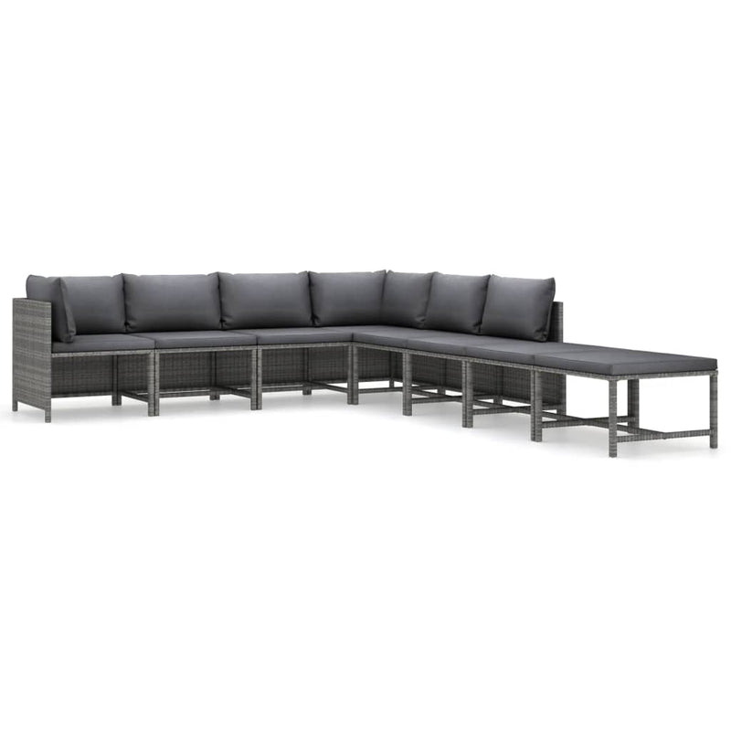 vidaXL 8 Piece Garden Lounge Set with Cushions Poly Rattan Grey