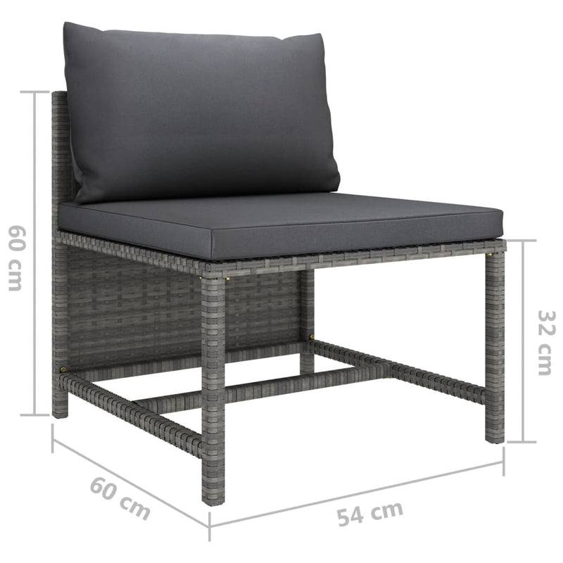 vidaXL 10 Piece Garden Lounge Set with Cushions Poly Rattan Grey