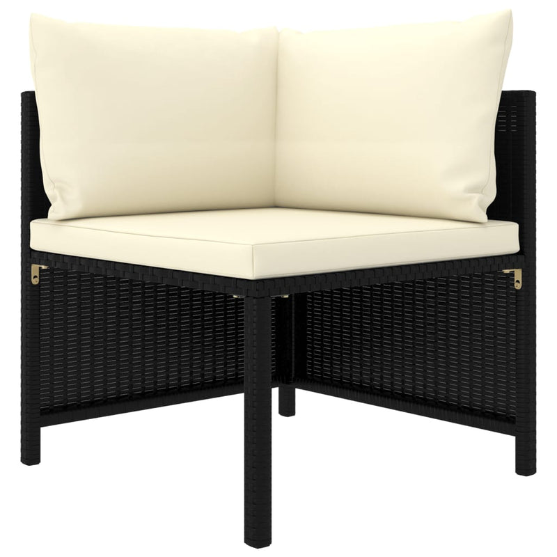 vidaXL 5 Piece Garden Lounge Set with Cushions Poly Rattan Black