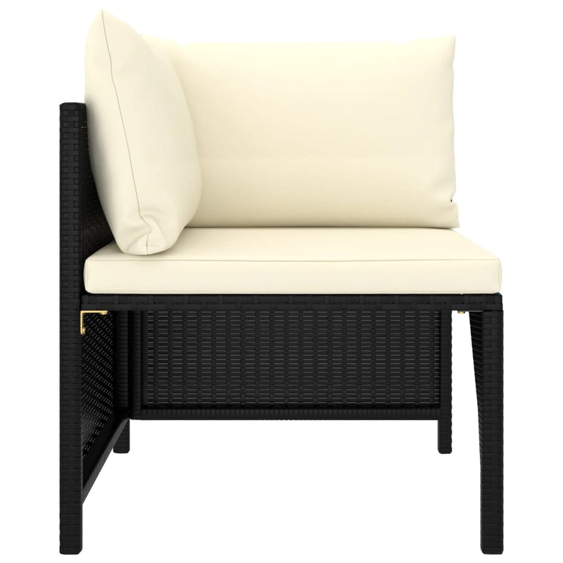 vidaXL 5 Piece Garden Lounge Set with Cushions Poly Rattan Black