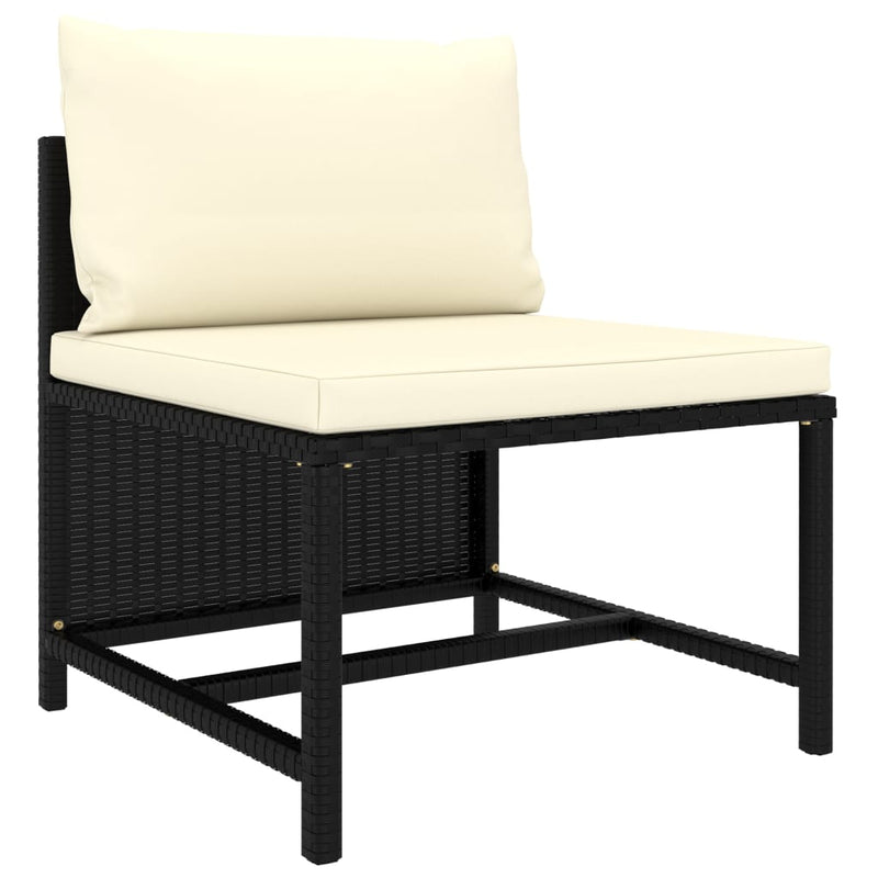 vidaXL 5 Piece Garden Lounge Set with Cushions Poly Rattan Black