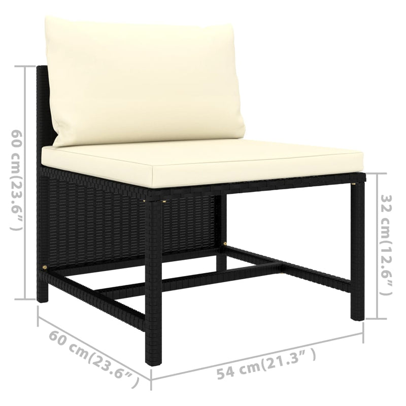 vidaXL 5 Piece Garden Lounge Set with Cushions Poly Rattan Black
