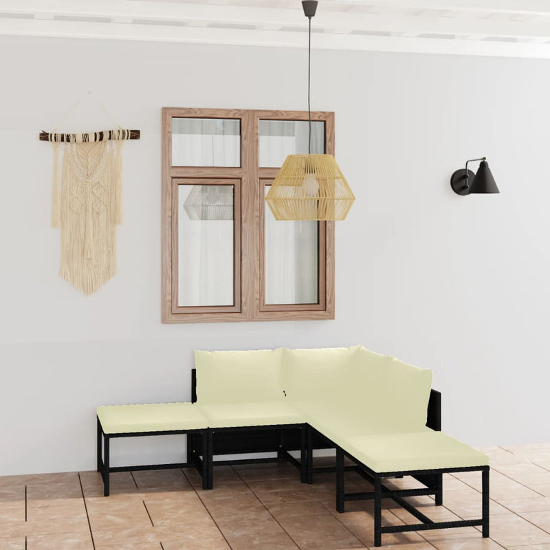 vidaXL 6 Piece Garden Lounge Set with Cushions Poly Rattan Black