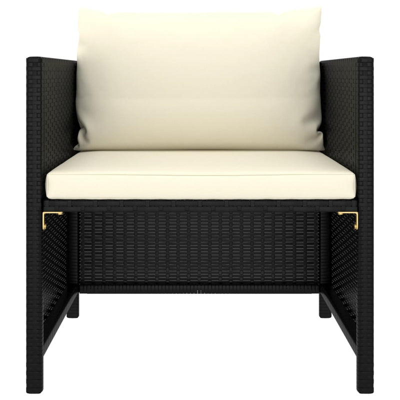 vidaXL 8 Piece Garden Lounge Set with Cushions Poly Rattan Black