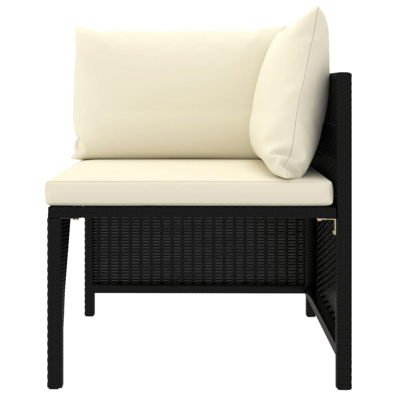 vidaXL 8 Piece Garden Lounge Set with Cushions Poly Rattan Black