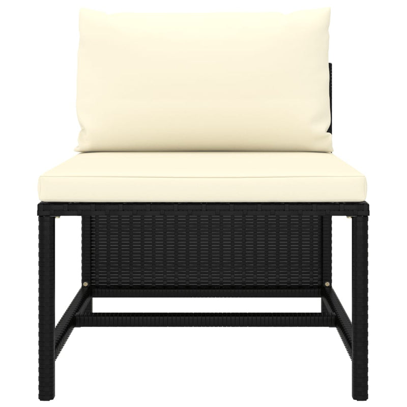 vidaXL 8 Piece Garden Lounge Set with Cushions Poly Rattan Black