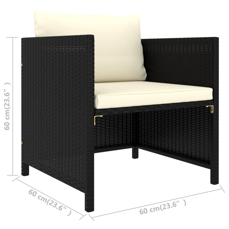 vidaXL 12 Piece Garden Lounge Set with Cushions Poly Rattan Black