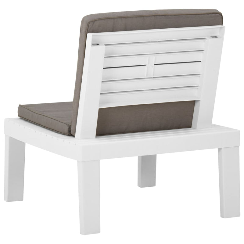 vidaXL Garden Lounge Chairs with Cushions 2 pcs Plastic White