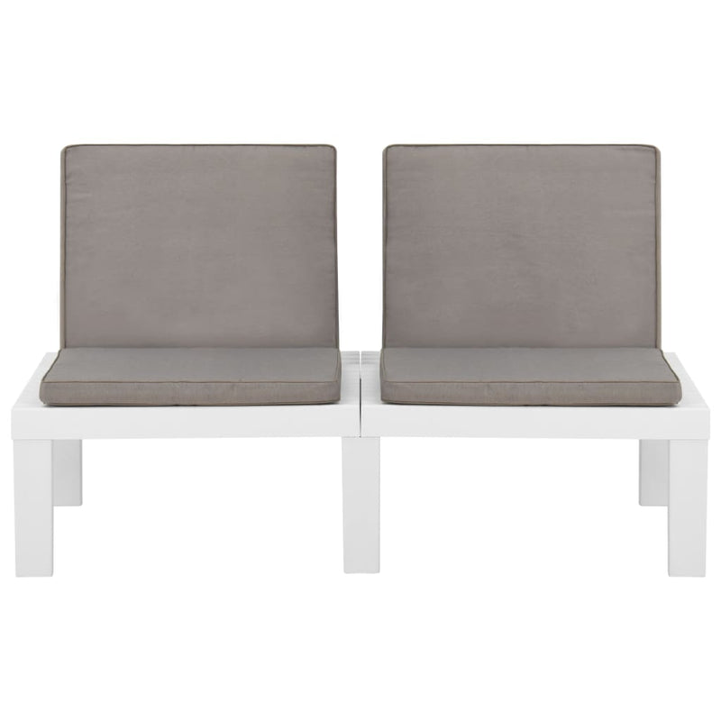 vidaXL Garden Lounge Benches with Cushions 2 pcs Plastic White