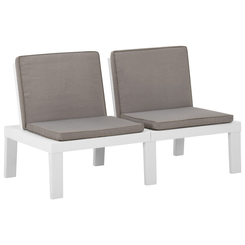 vidaXL 3 Piece Garden Lounge Set with Cushions Plastic White