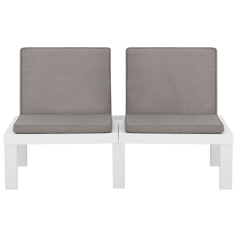vidaXL 3 Piece Garden Lounge Set with Cushions Plastic White