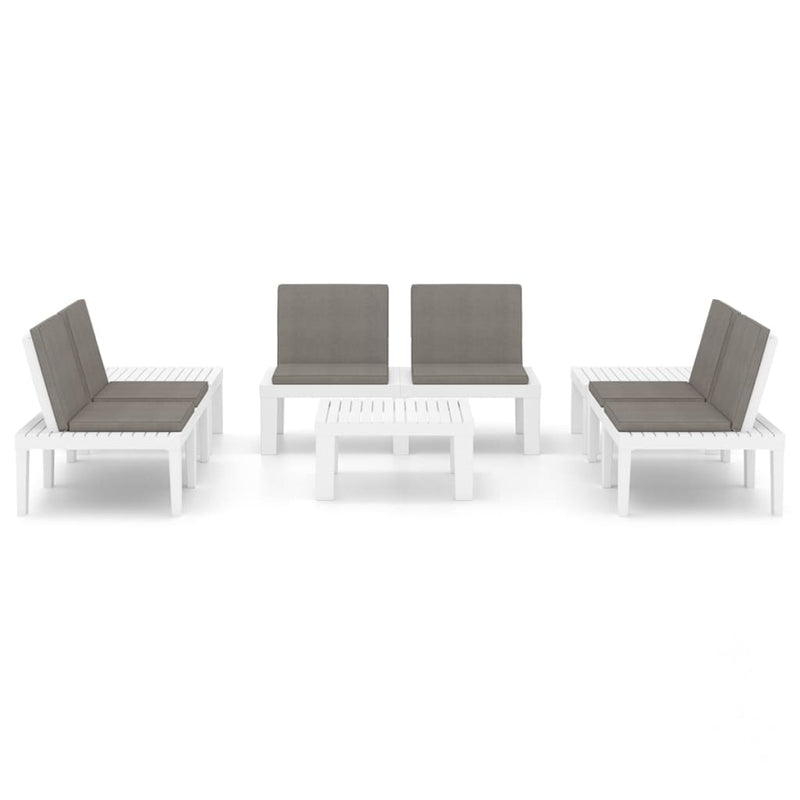 vidaXL 6 Piece Garden Lounge Set with Cushions Plastic White