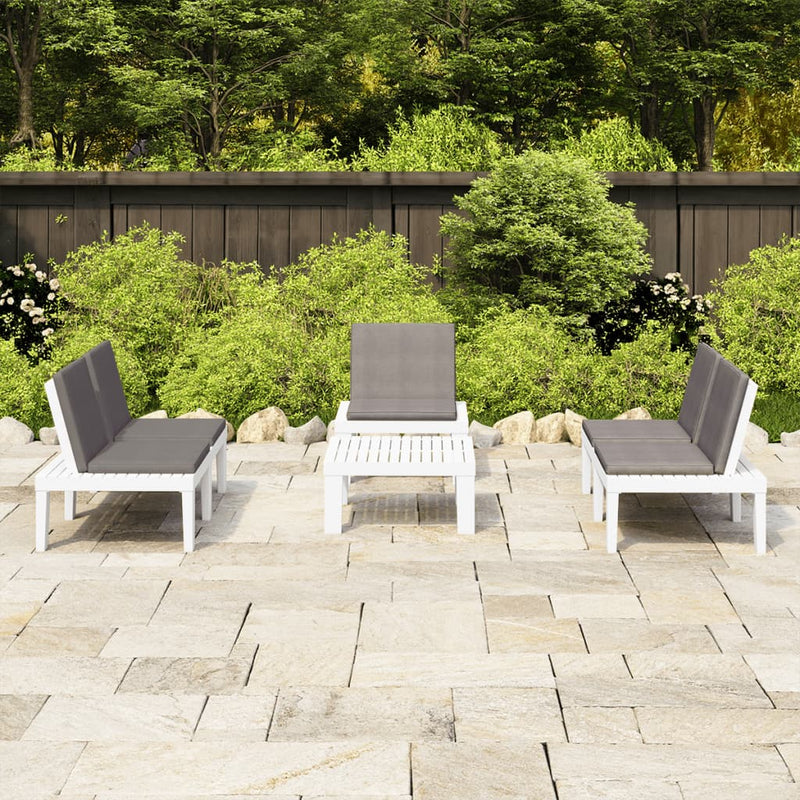 vidaXL 4 Piece Garden Lounge Set with Cushions Plastic White