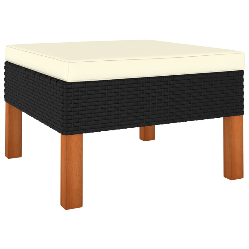 vidaXL 4 Piece Garden Lounge Set with Cushions Poly Rattan Black