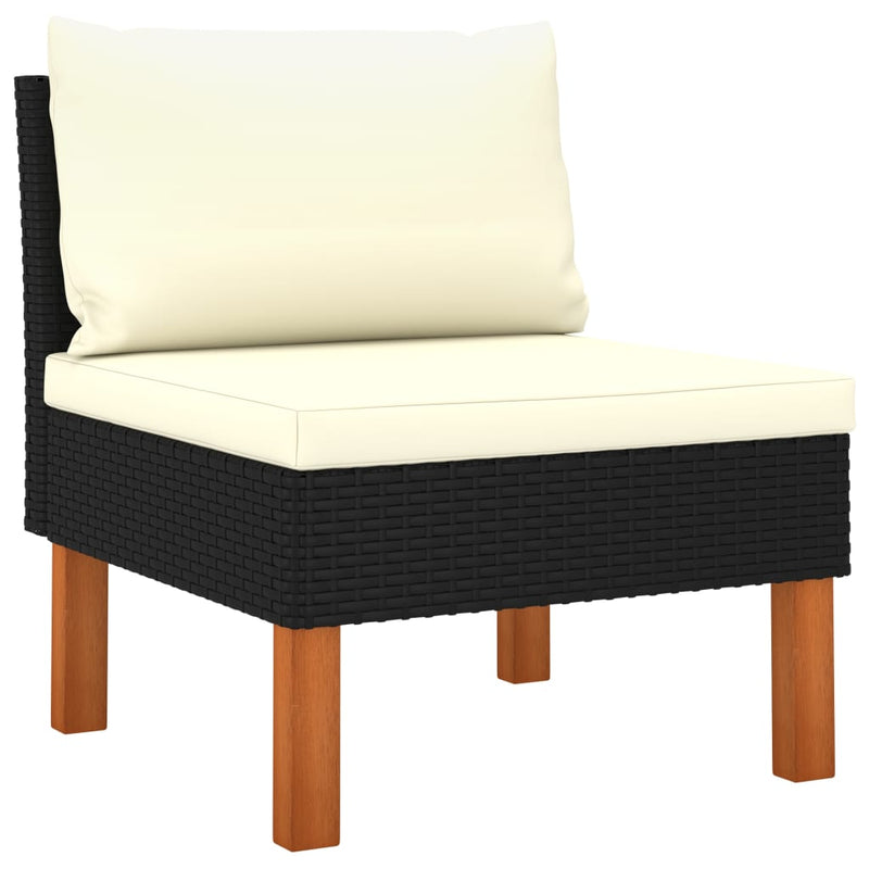 vidaXL 4 Piece Garden Lounge Set with Cushions Poly Rattan Black