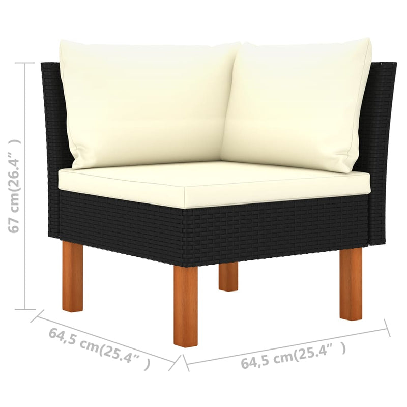 vidaXL 4 Piece Garden Lounge Set with Cushions Poly Rattan Black