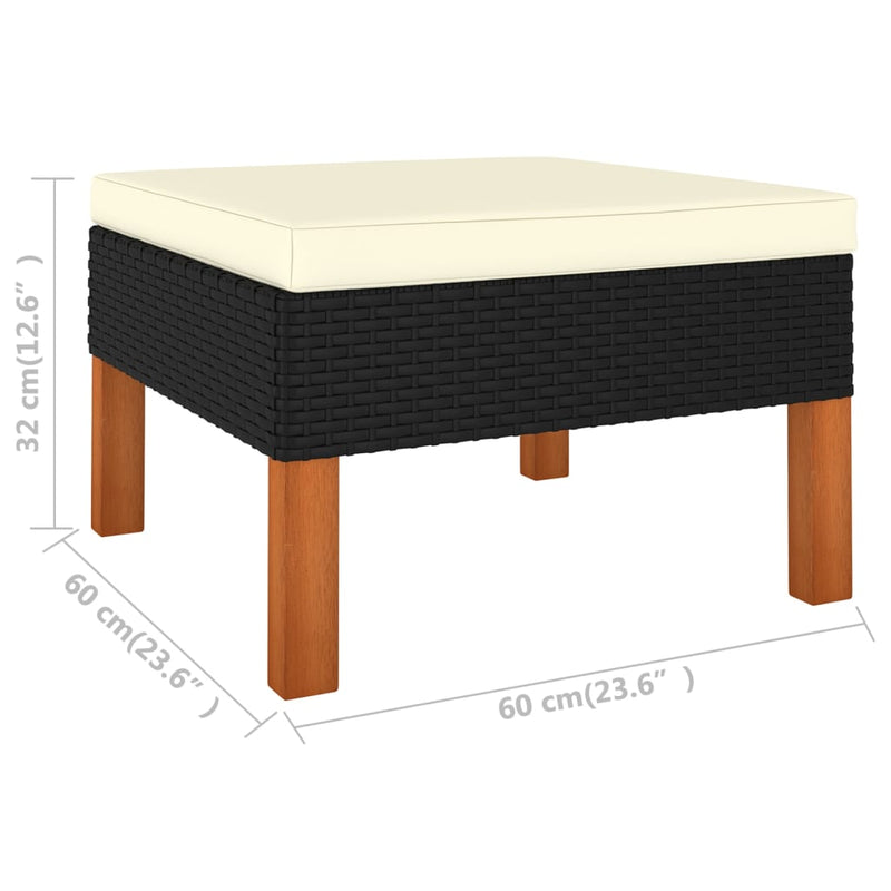 vidaXL 4 Piece Garden Lounge Set with Cushions Poly Rattan Black