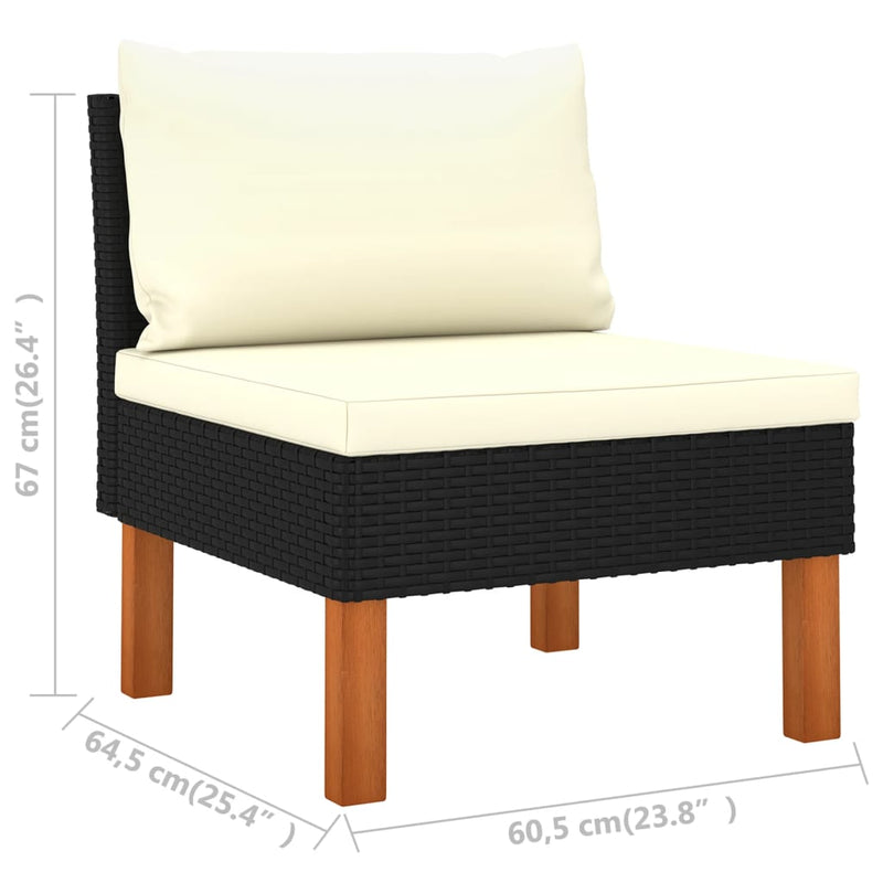 vidaXL 4 Piece Garden Lounge Set with Cushions Poly Rattan Black