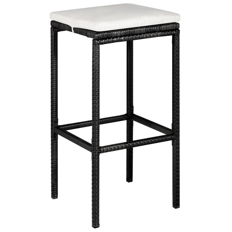 5 Piece Garden Bar Set with Cushions Poly Rattan Black