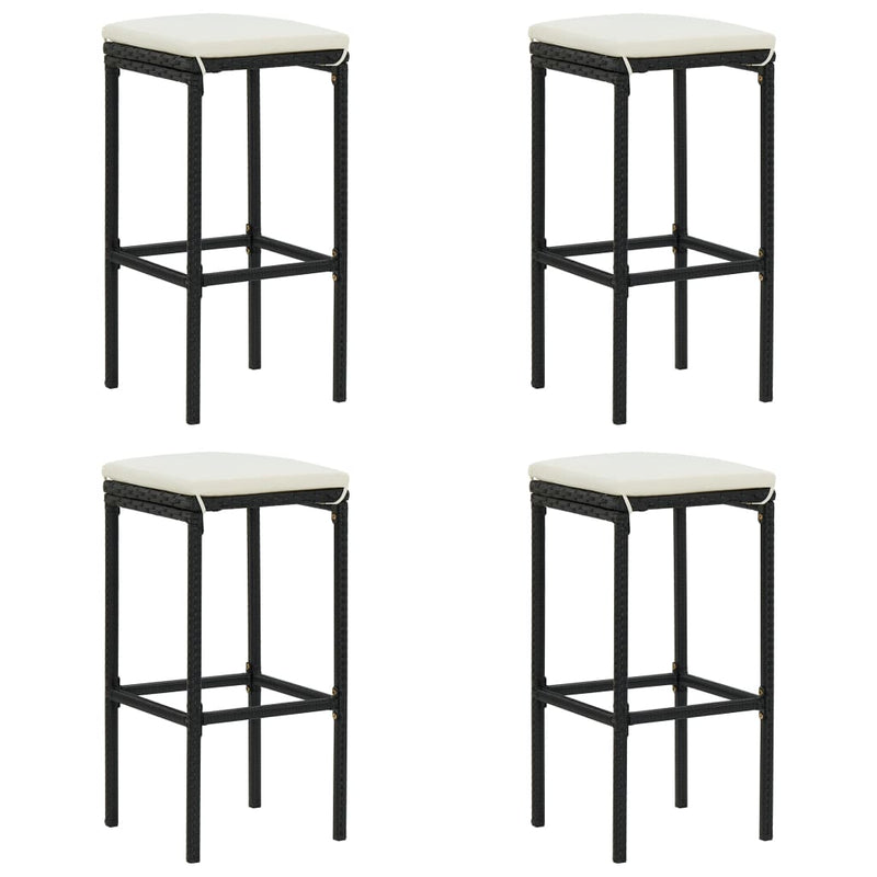 vidaXL 5 Piece Garden Bar Set with Cushions Poly Rattan Black