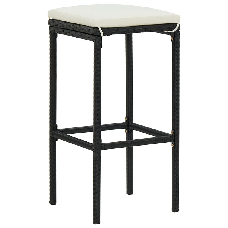 vidaXL 5 Piece Garden Bar Set with Cushions Poly Rattan Black