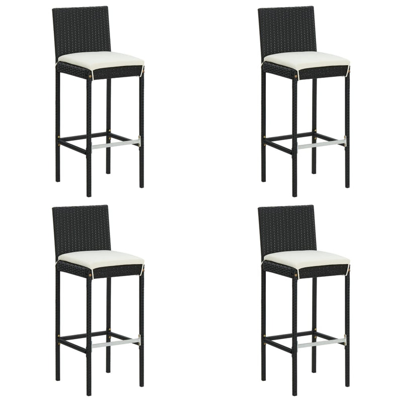 vidaXL 5 Piece Garden Bar Set with Cushions Poly Rattan Black