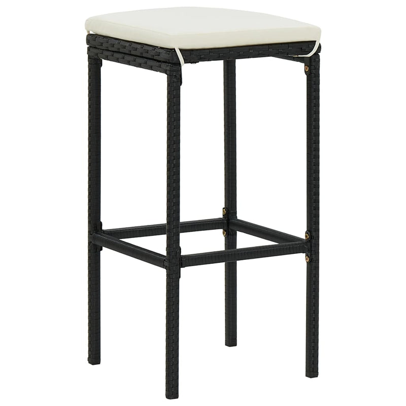 vidaXL 4 Piece Garden Bar Set with Cushions Poly Rattan Black