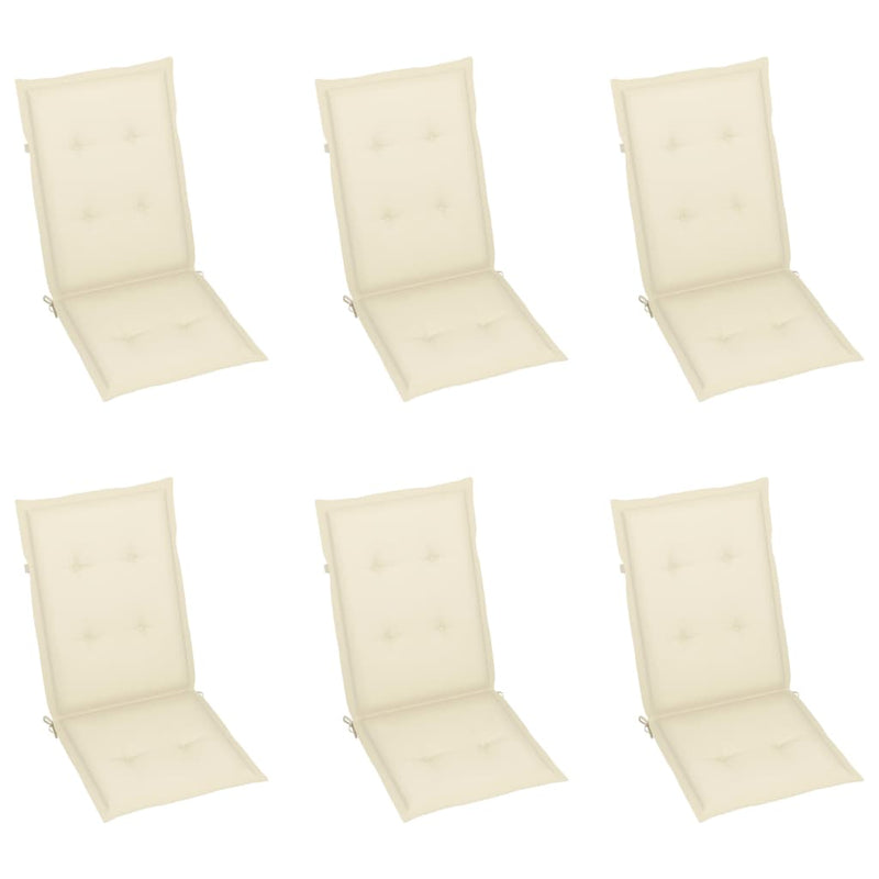 vidaXL Garden Chairs 6 pcs with Cream Cushions Solid Teak Wood