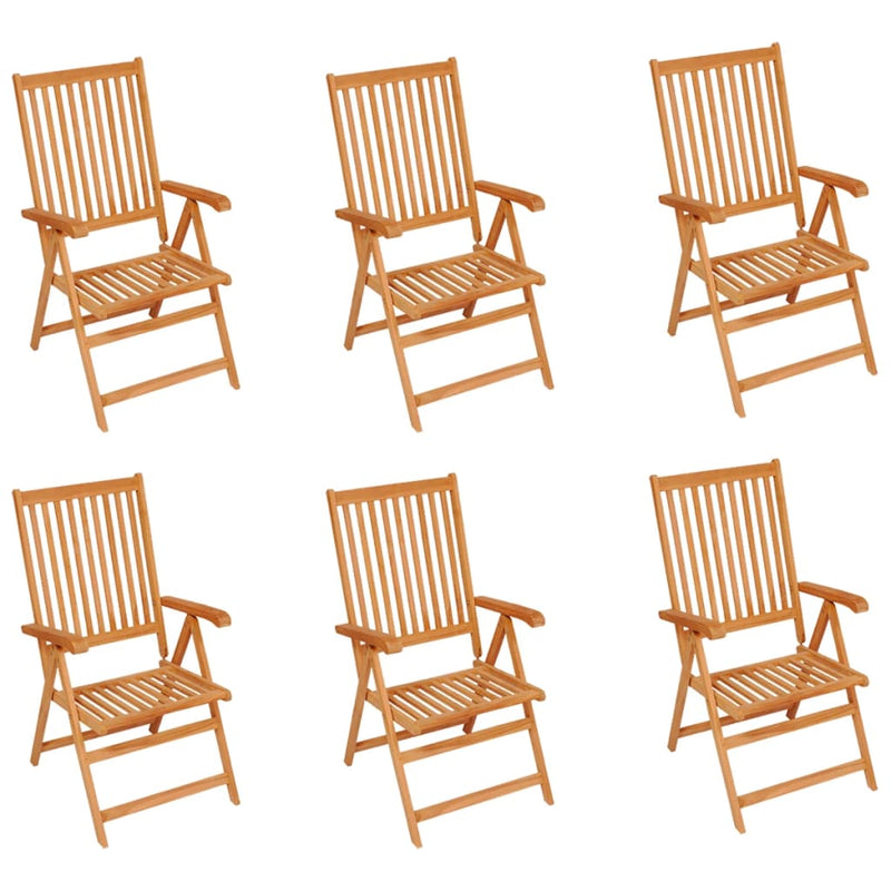 vidaXL Garden Chairs 6 pcs with Black Cushions Solid Teak Wood