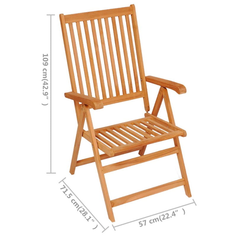 vidaXL Garden Chairs 6 pcs with Black Cushions Solid Teak Wood