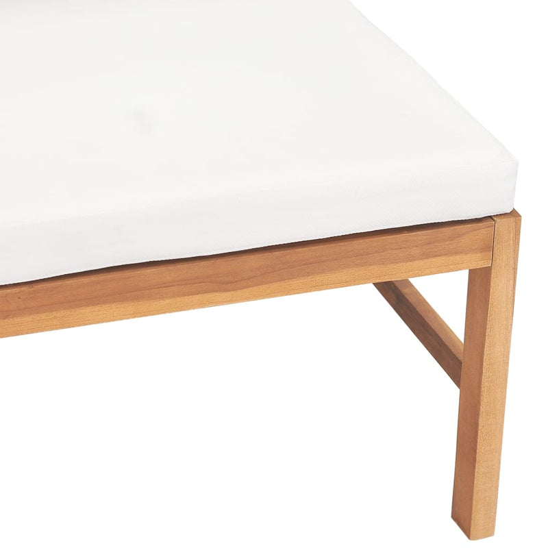vidaXL Middle Sofa with Cream Cushions Solid Teak Wood