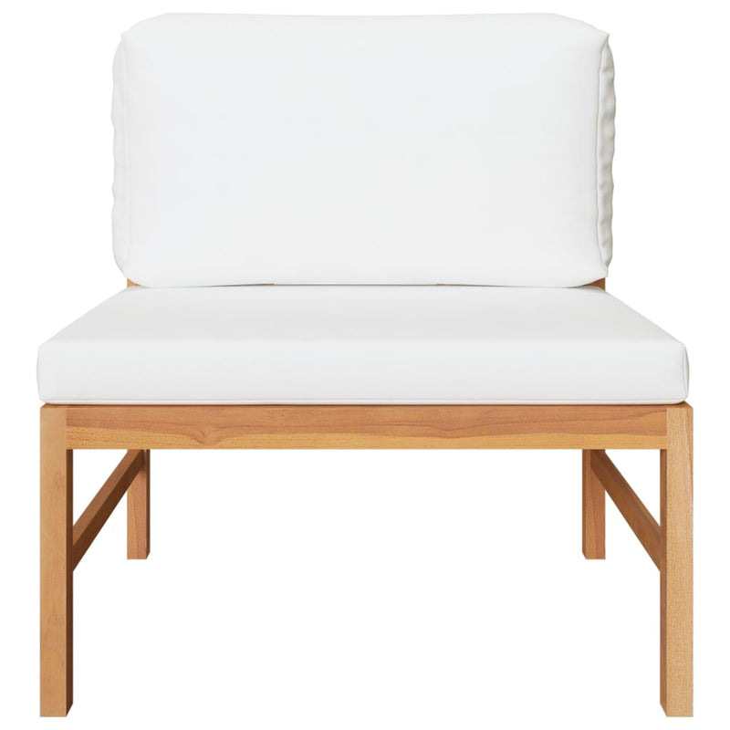 vidaXL 2 Piece Garden Lounge Set with Cream Cushions Teak Wood