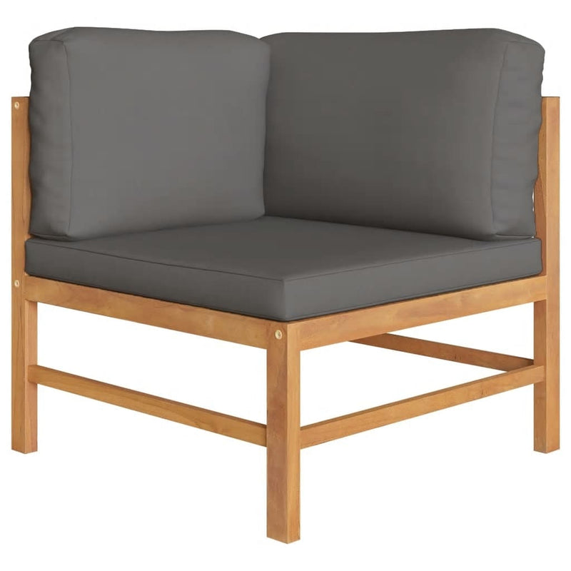 vidaXL Corner Sofas 2 pcs with Dark Grey Cushions Solid Teak Wood