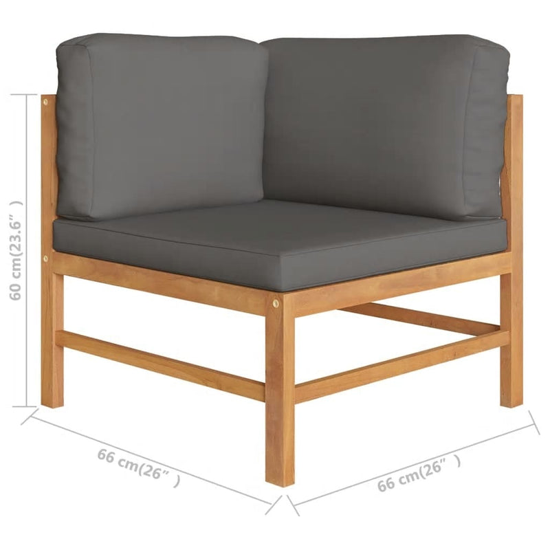 vidaXL Corner Sofas 2 pcs with Dark Grey Cushions Solid Teak Wood