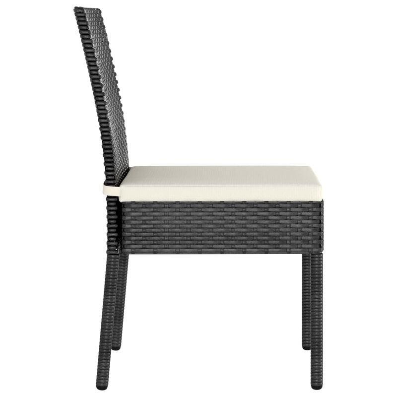 vidaXL 3 Piece Garden Dining Set Poly Rattan Black