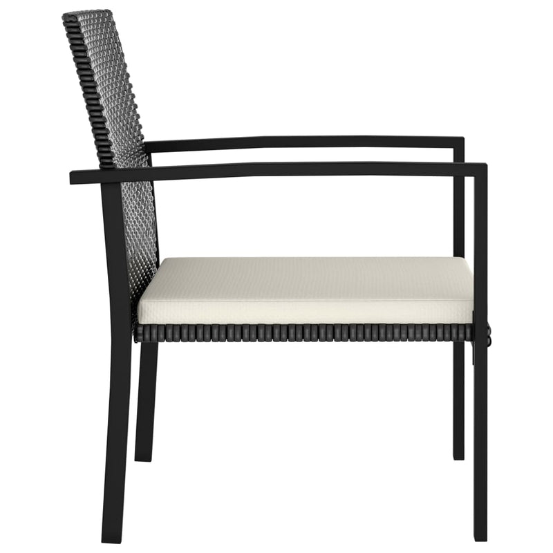 vidaXL 3 Piece Garden Dining Set Poly Rattan Black