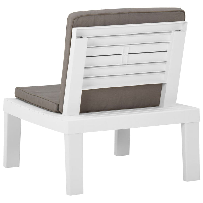 vidaXL Garden Lounge Chair with Cushion Plastic White