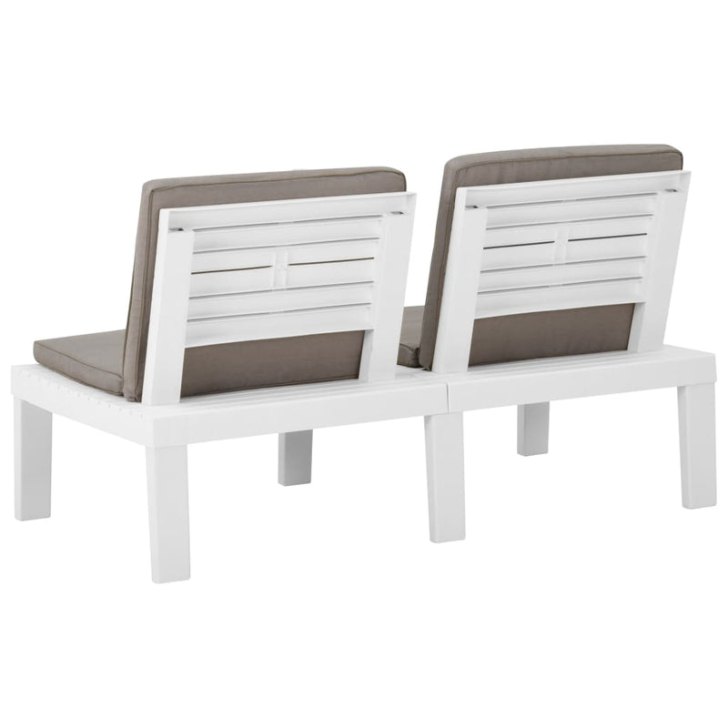 vidaXL Garden Lounge Bench with Cushion Plastic White