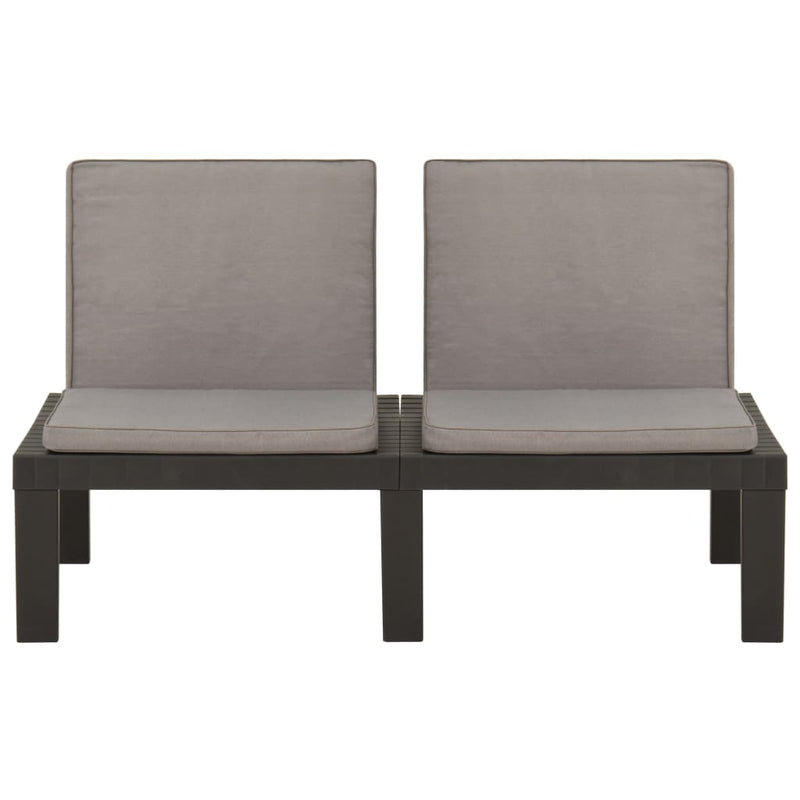 vidaXL Garden Lounge Bench with Cushion Plastic Grey