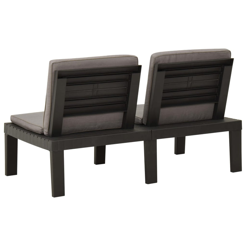 vidaXL Garden Lounge Bench with Cushion Plastic Grey