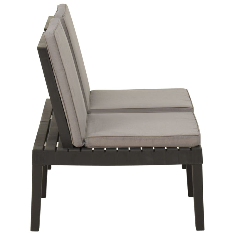 vidaXL Garden Lounge Bench with Cushion Plastic Grey